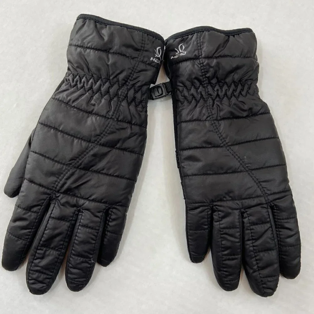 Head windproof fleece-lined black gloves, Small